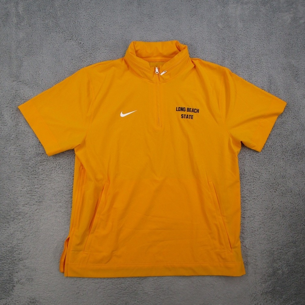 Nike Long Beach State Mens XL 1/4 Zip Short Sleeve Pullover Yellow FJ9548-716